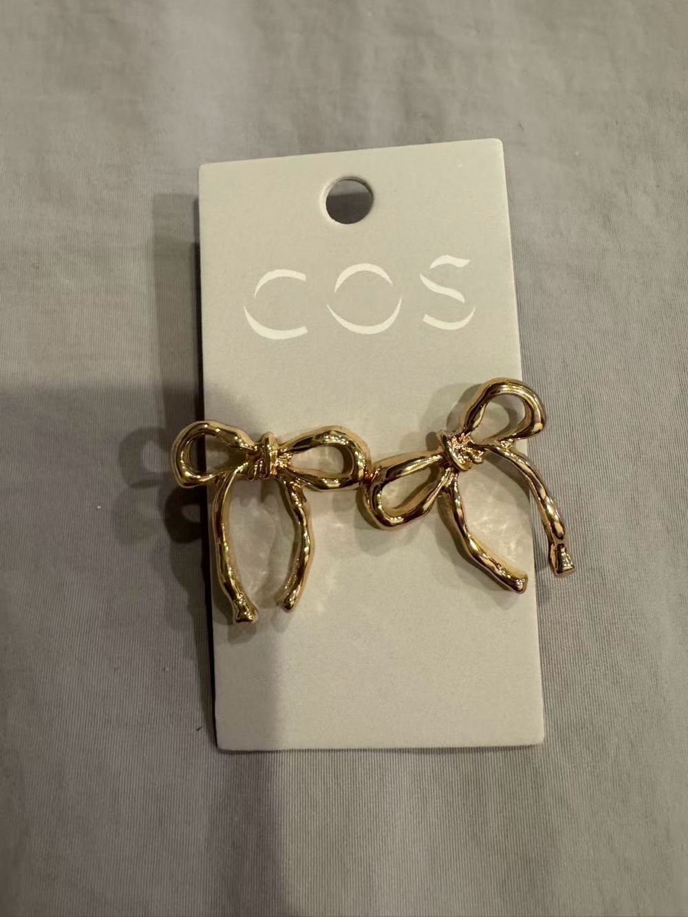 COS Shiny Gold Bow Drop Earrings